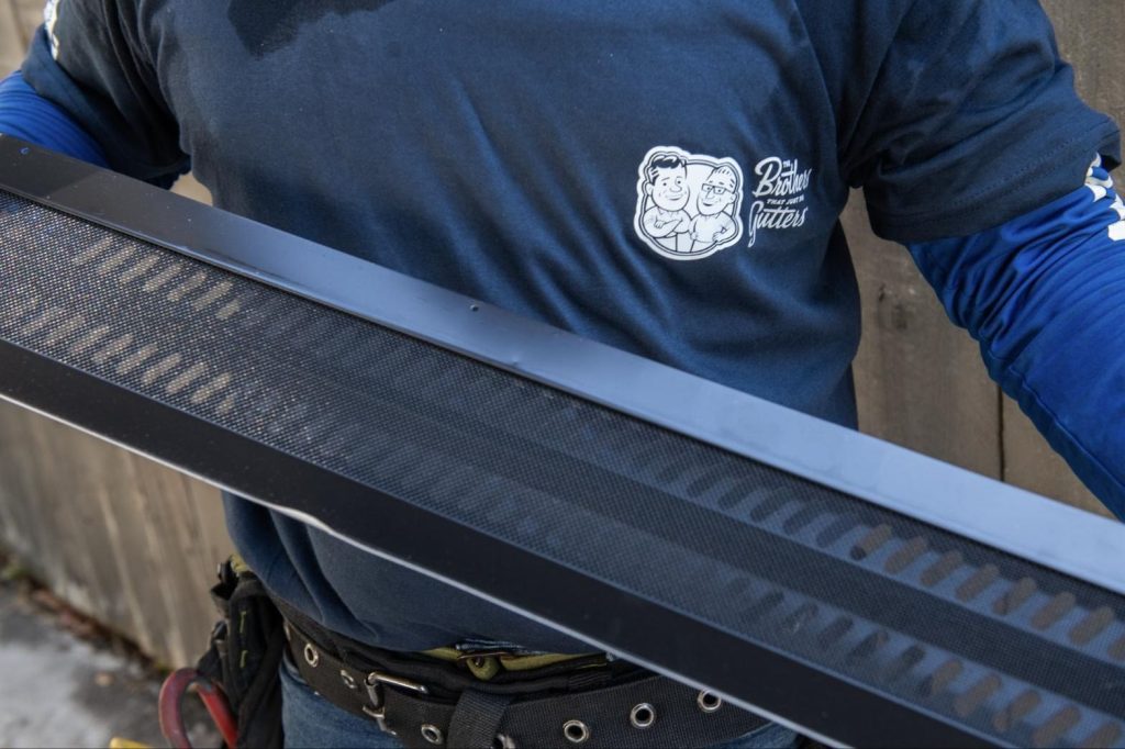Close-up of a BroGuard micro-mesh gutter guard panel